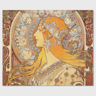 Papel De Regalo Alfonse Mucha Zodiac Art Nouveau Mujer
