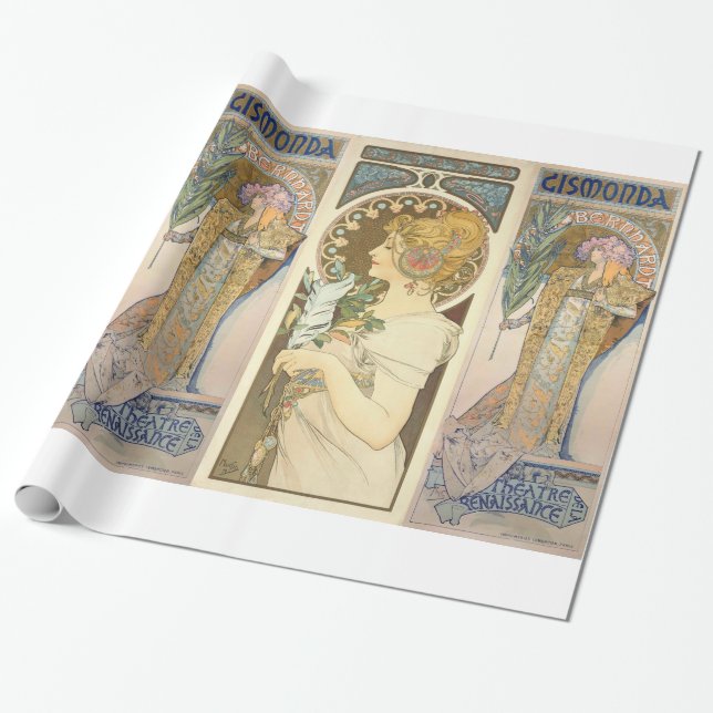Papel De Regalo Alfonso Mucha - pintura de Sarah Bernhard (Desenrollado)