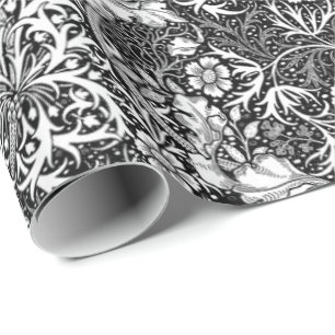 Papel De Regalo Alga marina de Nouveau del arte floral, blanco y