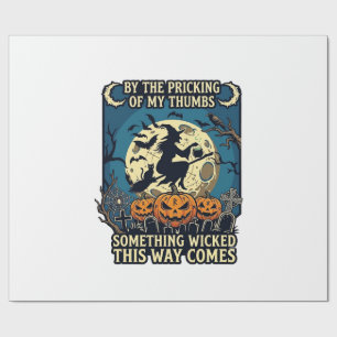 Papel De Regalo Algo Malvado Llega Bruja Halloween Calabaza