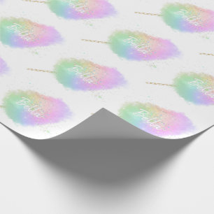 Papel De Regalo Algodón de azúcar arcoíris brillo lindo