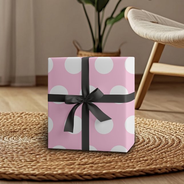 Papel De Regalo Algodón de Azúcar Rosa Blanco Lunares Grandes (Subido por el creador)