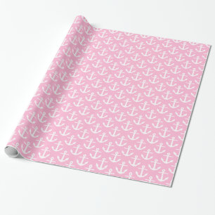 Papel De Regalo Algodón de azúcar rosa blanco Patrón de anclas náu