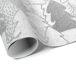 Papel De Regalo Algodón del Purpurina del Fancy Gris plateado del