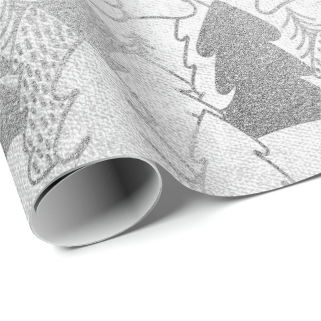 Papel De Regalo Algodón del Purpurina del Fancy Gris plateado del  (Esquina del rollo)