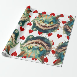 Papel De Regalo Alice in Wonderland Cat and Hearts Theme