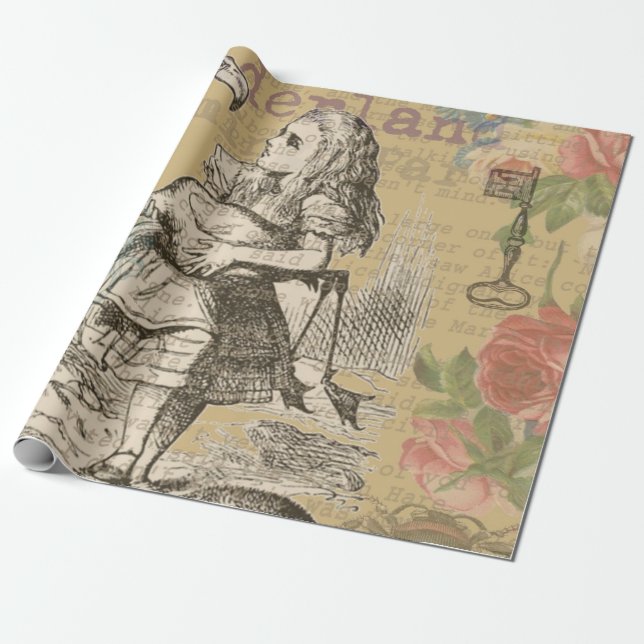Papel De Regalo Alice in Wonderland Flamingo Classic (Desenrollado)