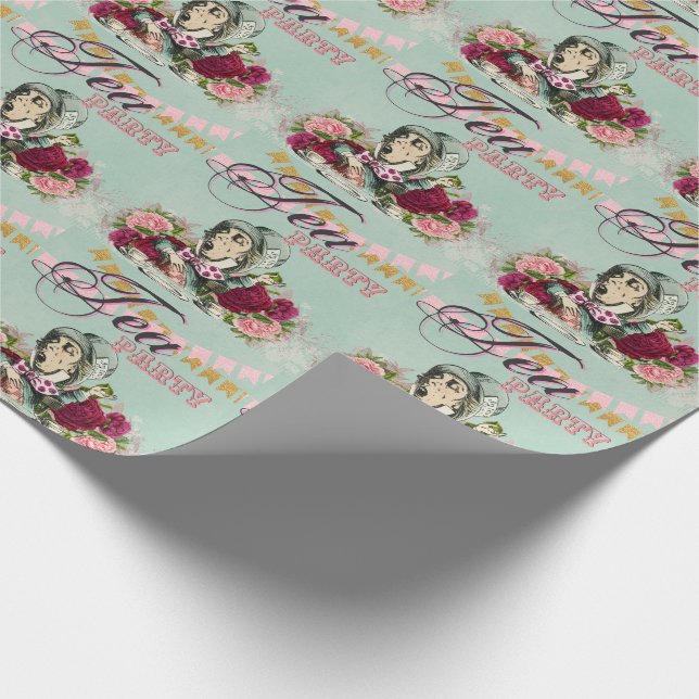 Papel De Regalo Alice In Wonderland Mad Hatter Tea Fiesta Personal (Esquina)