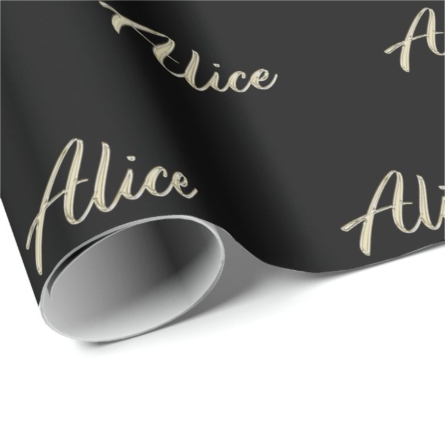 Papel De Regalo Alice white gold Handwriting Geschenkpapier (Esquina del rollo)