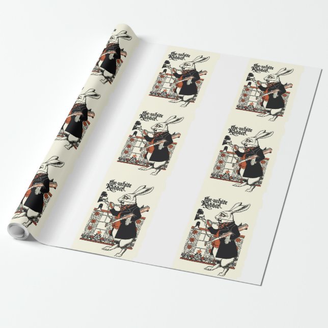 Papel De Regalo Alice White Rabbit Classic (Desenrollado)