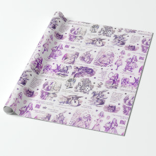 Papel De Regalo Alicia en citas de tela púrpura en el país de las