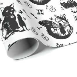 Papel De Regalo Alicia en el diseño blanco y negro de la tierra de