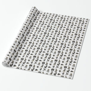 Papel De Regalo Alicia en el país de las maravillas, negro/oro en 
