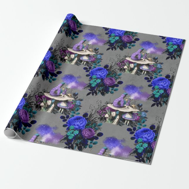 Papel De Regalo Alicia en las flores fumadoras de oruga (Desenrollado)