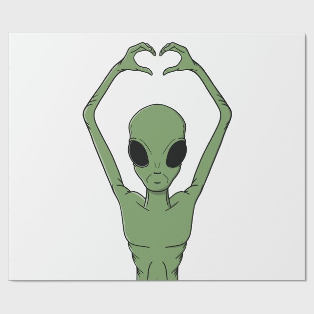 Papel De Regalo Alien Heart Pose (Superficie plana)