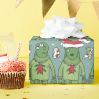 Papel De Regalo Alien Navidades de regalo de vacaciones divertidas