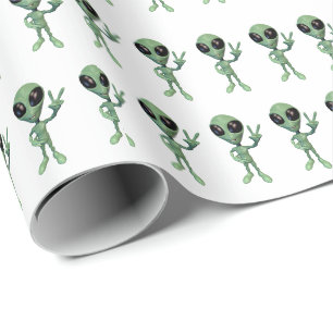 Papel De Regalo Alien - Paz contra Rótulo