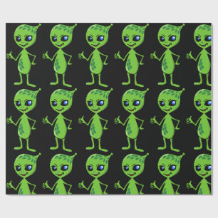 Papel De Regalo ALIEN PEQUEÑOS NAVIDADES HOMBRES VERDES ENVASan pa