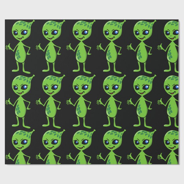 Papel De Regalo ALIEN PEQUEÑOS NAVIDADES HOMBRES VERDES ENVASan pa (Superficie plana)