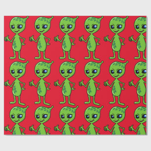 PAPEL DE REGALO ALIEN PEQUEÑOS NAVIDADES HOMBRES VERDES ENVOLUCRA