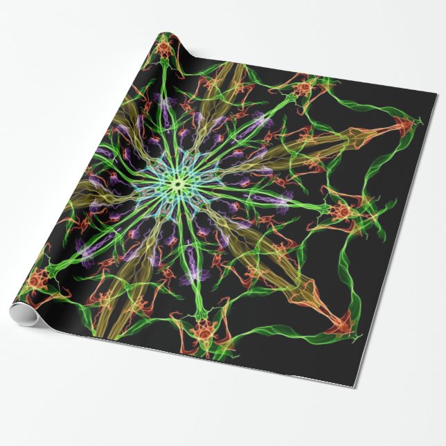 Papel De Regalo Alien Spider Web Mandala | Regalos de araña (Desenrollado)