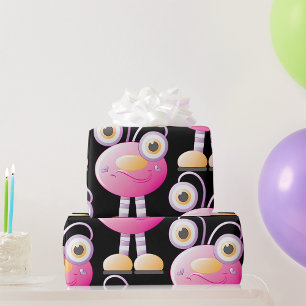 Papel De Regalo Alienígena Rosa Cute Con Ojos Grandes