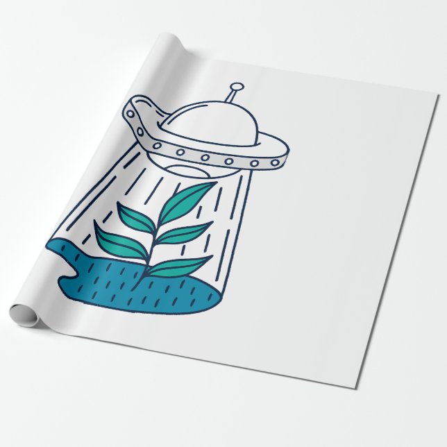 Papel De Regalo Aliens UFO (Desenrollado)