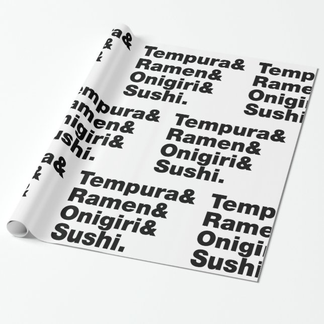 Papel De Regalo Alimentos japoneses Tempura y Ramen y Onigiri y Su (Desenrollado)