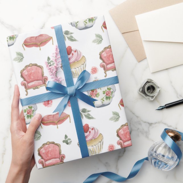 Papel De Regalo Alisa acuarela en patrón de Wonderland (Regalar)