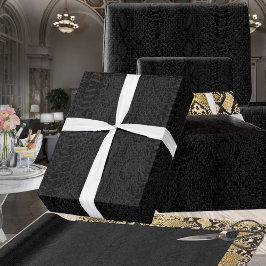 Papel De Regalo All Black Exotic Cobra Piel de serpiente