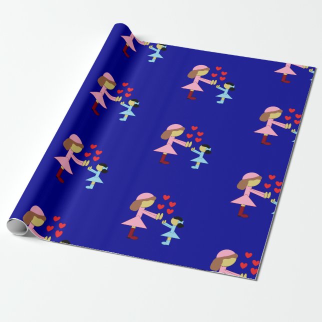 Papel De Regalo All Children Need Love:  Dark Blue (Desenrollado)