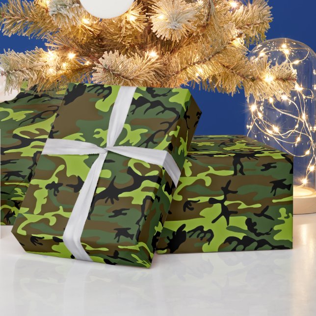 Papel De Regalo All-occasion green/black hunter camouflage (Vacaciones)