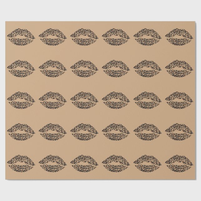 Papel De Regalo Almohada con Estampado de Labios de Leopardo | Gla (Superficie plana)