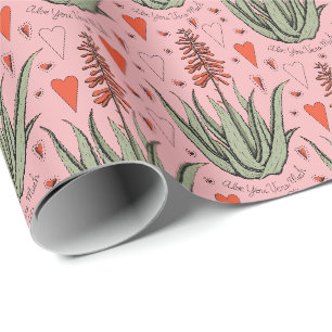 Papel De Regalo Aloe Rosa Vera Mucho Naranja Aloe Planta & Heart