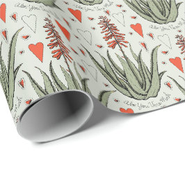 Papel De Regalo Aloe Verde Vera Mucho Naranja Aloe Planta & Heart