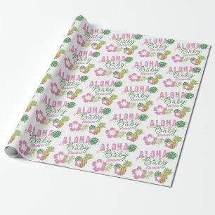 Papel De Regalo Aloha Baby Chica Rosado y Verde Tropical Baby Show