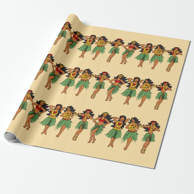 Papel De Regalo Aloha, Chicas de baile hawaiano Hula (Desenrollado)