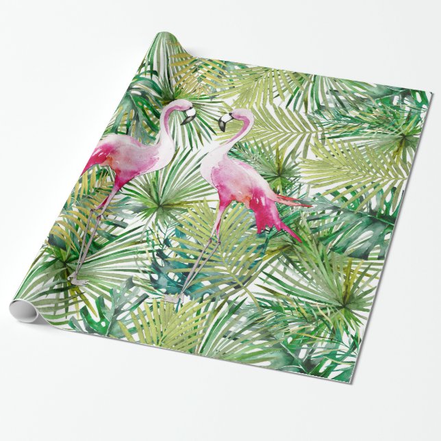 Papel De Regalo Aloha Flamingo Animal en la jungla (Desenrollado)