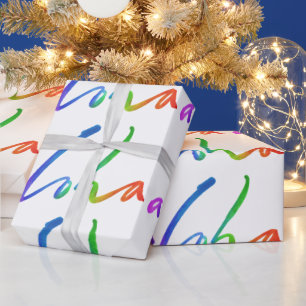 Papel De Regalo Aloha - Letras tropicales en blanco - Hawai Hawai