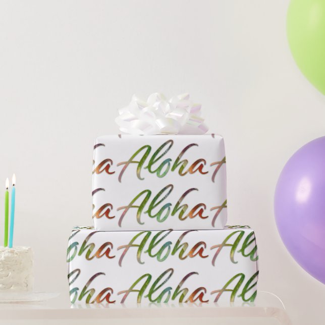 Papel De Regalo Aloha - Naturaleza Lettering White - Hawai'i Haloh (Regalos de fiesta)