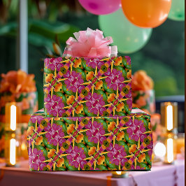 Papel De Regalo Aloha Tropical Hawai Floral Bohemiana
