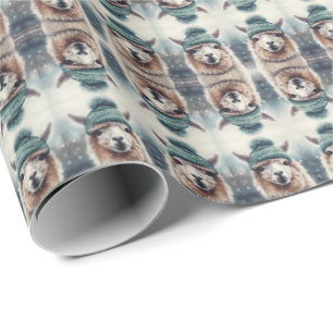 Papel De Regalo Alpaca dulce de invierno, personalizado