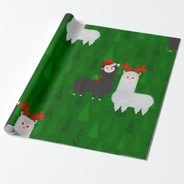 Papel De Regalo alpacas, reno de Navidad (Desenrollado)