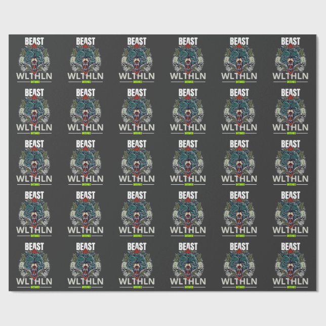 Papel De Regalo Alpha Beast _ Untamed Wolf Streetwear Fearless  (Superficie plana)