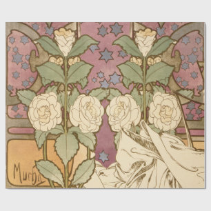 Papel De Regalo Alphonse Mucha Estrellas Elegantes de Art Nouveau 