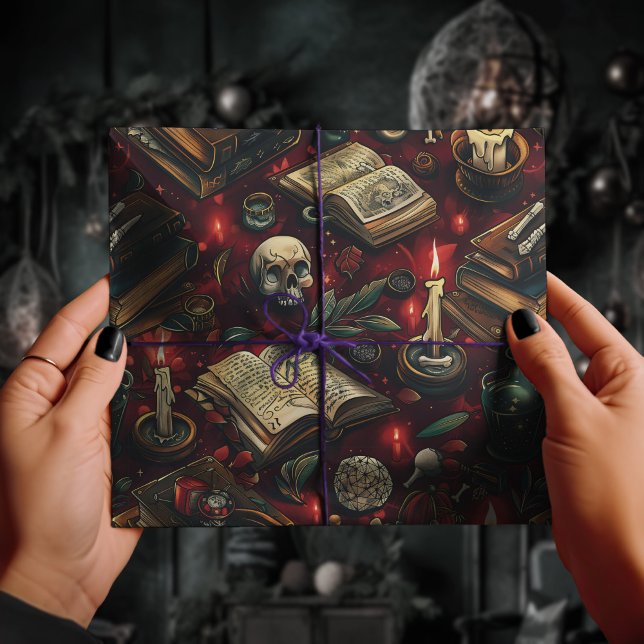 Papel De Regalo Alquimia gótica Skull Witchcraft Spellbook & Candl (Subido por el creador)