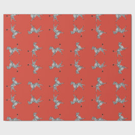 Papel De Regalo Altas cinco cebras en rojo