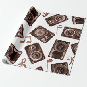Papel De Regalo Altavoces de música de ilustracion acuarela con n