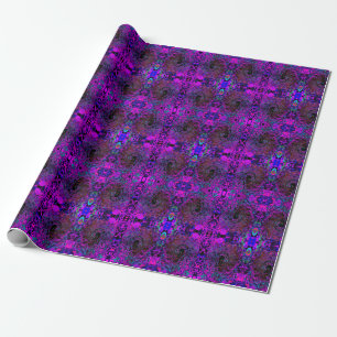 Papel De Regalo Alucinante Remolino Líquido Retro Negro y Magenta