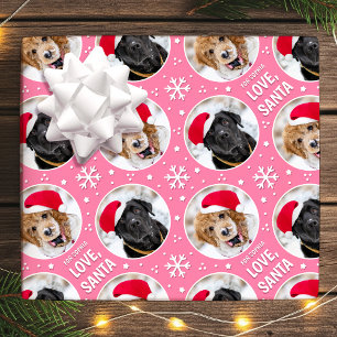 Papel De Regalo Ama a Santa Nombre Personalizado 4 Fotos Rosa Navi
